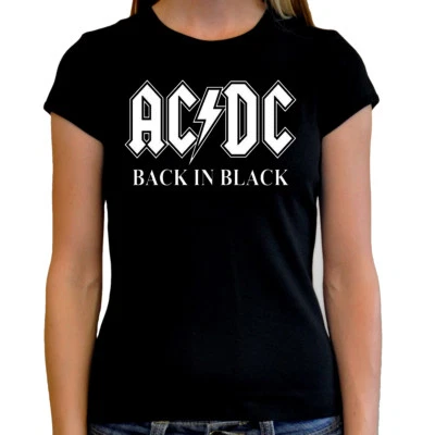 FRUIT OF THE LOOM Camiseta chica mujer AC/DC t shirt women hard rock heavy metal metalhead acdc