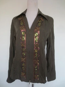 Blusa Krinkle Crash con RV APRIORI 40-42 barro verde marrón TIP TOP /N3 - Imagen 1 de 7