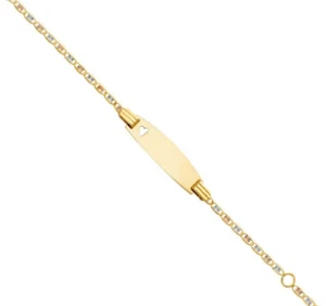 NEW 14K VALENTINO TRI COLOR ST DC BB OVAL ID WITH HEART BRACELET - Picture 1 of 2