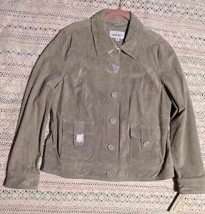 Vintage Cherokee Sage Green Suede Jacket Womens XXL - Picture 1 of 9
