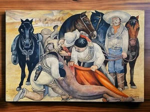 Diego Rivera Artist Oil Painting Canvas Signed Stamped Handmade Vintage - Picture 1 of 10