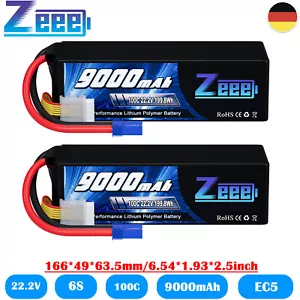 2X Zeee 9000mAh 6S LiPo Akku Batterie 22,2V 100C EC5 für RC Truck Auto Flugzeug - Bild 1 von 8