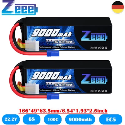 2X Zeee 9000mAh 6S LiPo Akku Batterie 22,2V 100C EC5 für RC Truck Auto Flugzeug - Bild 1 von 4