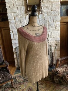 Rot Metallic Schaufel Hals Nackt Pullover Kabel Tunika groß Neu 36 Zoll - Bild 1 von 12