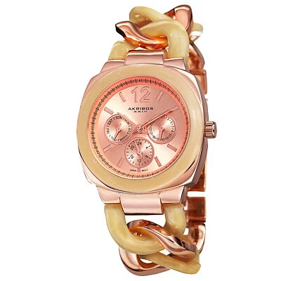 Nuevo Reloj Mujer Akribos XXIV AK641RG Cuarzo Multifunción Resina Cadena Giratoria Foto 1 de 4