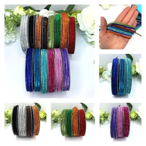 5mm metallic glitter velvet ribbon sparkle trim gift box bow hair band wedding - Picture 1 of 16