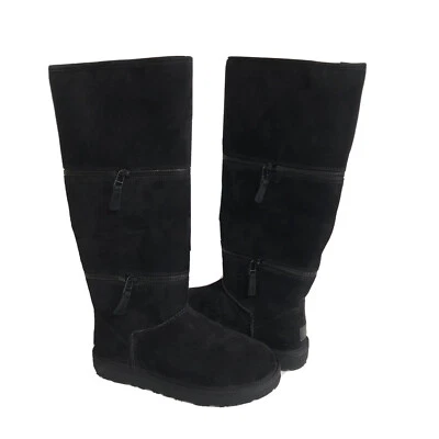 UGG CLASSIC ULTRA TALL BLACK ZIP SHEARLING LINED BOOTS US 11 / EU 42 / UK 9 - Image 1 of 4