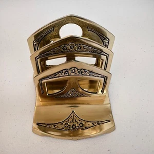 Art Nouveau Deco Real Bronze #6763 Double Letter Holder Vintage HTF - Picture 1 of 14
