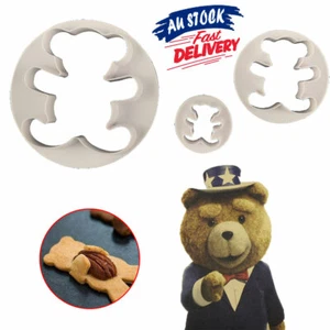 3x Cookie Bear Cutter Pastry Icing Biscuit Mould Shape Fondant Cake Tiny Teddy - Picture 1 of 9