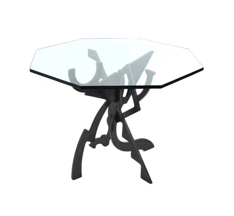 Tristan & Isolde 1980s Geometric Steel Dining Occasional Table by Pucci de Rossi Cover
