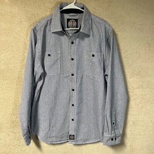 Independent Trucks Skateboard Flannel Shirt Mens Large Striped Blue White - Picture 1 of 4