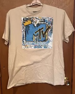Camisa Top MTV Graffiti Logo Estampado Gráfico Para Hombres 2XL Beige Manga Corta - Imagen 1 de 3