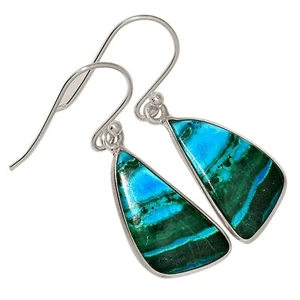Natural Malachite In Chrysocolla 925 Sterling Silver Earrings Jewelry ALLE-18339 - Picture 1 of 1
