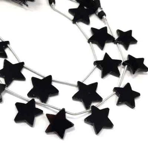 8" Black Spinel Natural Plain Star Shape 16mm Beads Star Shape AAA+ Black Stone - Picture 1 of 3