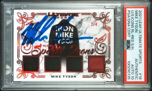 MIKE TYSON Signed 2021 Leaf Ultimate Sport QUAD Trunks Glove #/4 PSA 10 Auto - Picture 1 of 3