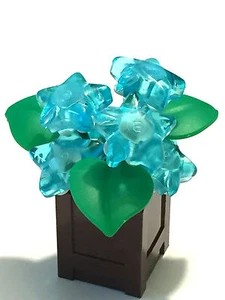 *NEW* Lego TRANS LIGHT BLUE Clikits STAR FLOWERS w BROWN RECTANGULAR CONTAINER - Picture 1 of 3