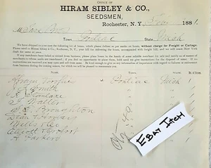 1881 Rochester, New York HIRAM SIBLEY & COMPANY Billhead Seedsmen - Bild 1 von 1
