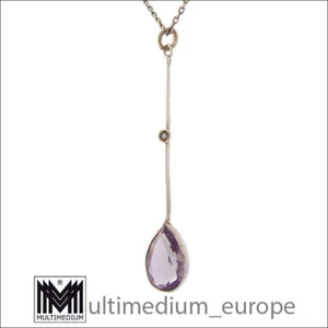 Jugendstil Silber Anhänger Amethyst Saatperle um 1910 silver pendant c.1910 - Bild 1 von 4
