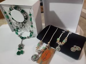 Canyon Sky & Sunflower Garden Green Necklace Earrings and Bracelet Set - Picture 1 of 3