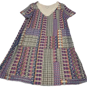 Coldwater Creek Crochet Lace VNeck Lined-Crinkle Chiffon Pleated Dress Petite M - Picture 1 of 14