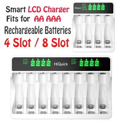Rapid Smart LCD Battery Charger for AA AAA NiMH NiCD Rechargeable Batteries USB - Image 1 of 4