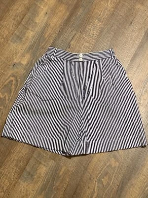 Pantalones Cortos Para Mujer Izod Petites De Colección Rayas Años 70 80 Cintura Alta Plisados 10p Foto 1 de 4