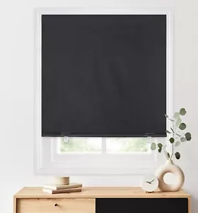 LazBlinds 100% Blackout Roller Shades, No Tools Drill 36''W x 72''H, Black - Picture 1 of 7
