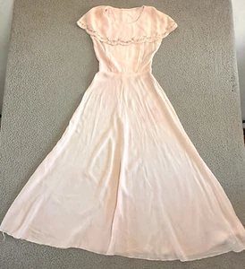Abito lungo vintage anni 30-40 taglia XS abito rosa con perline matrimonio ballo - Foto 1 di 24