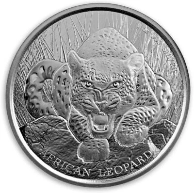2017 Ghana Leopard spots .999 1 oz silver Scottsdale  5 Cedis in capsule - Image 1 of 4