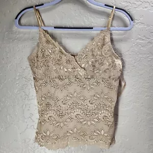 Twenty One Vintage Y2K Sheer Floral Camisole Tank Top L/GR Lace Fairy Whimsy - Picture 1 of 4