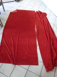 2 Samtvorhänge rot Maß je 112 x 138 cm mit Röllchen Vintage Retro - Bild 1 von 2