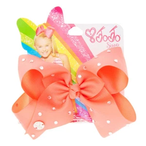 JoJo Siwa Small Rhinestone Coral Signature Hair Bow Dance Cheerleader Pageant - Picture 1 of 1