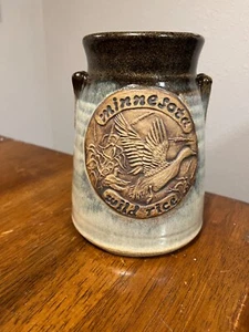 Hand thrown glazed pottery rice cannister Minnesota wild rice kitchen study jar - Picture 1 of 8