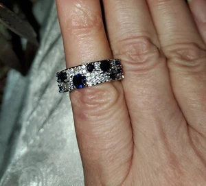 BOGO. NWT. SIZE 7. Sapphire Silver And Diamonique Ring - Picture 1 of 1