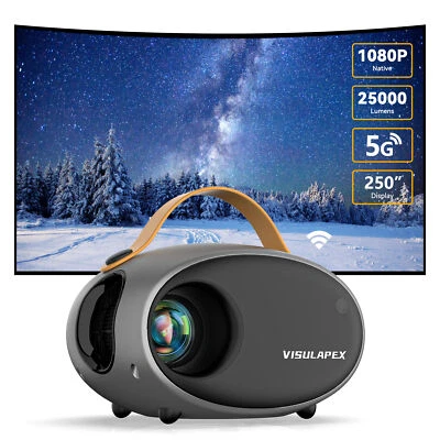 Projector 25000 Lumens 4K 1080P FHD 5G WiFi Bluetooth Video Home Theater HDMI AV - Image 1 of 4