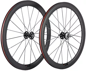50mm Clincher Carbon Wheels Bicycle Track Bike Wheels Fixed Gear Carbon Wheelset - Picture 1 of 12
