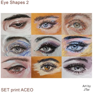 SET 9 ACEO Estampado Mujer Formas Ojos Pintura - Imagen 1 de 8