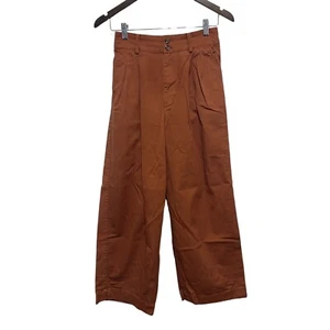 Madewell Hose Damen 2 Tall braun orange weites Bein cropped Plissee vorne Stretch - Bild 1 von 9