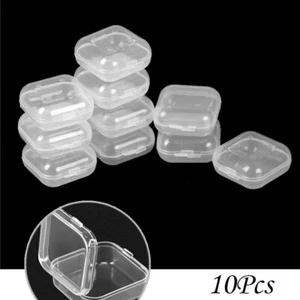 10PCS Clear Plastic Small Box Jewelry Earing Earplugs Container Storage Set - Picture 1 of 12