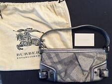 Pre-Owned Burberry Silver Grey Metallic Pewter Small Sling Purse