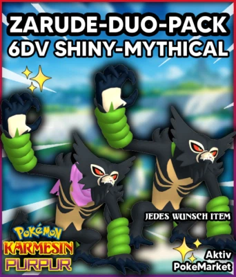ZARUDE DUO ✨ SHINY 6DV ✨ Pokemon Karmesin und Purpur Lvl 100 Battle Ready - Bild 1 von 4
