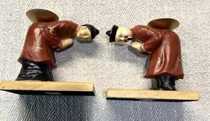 Vintage Antique Resin Chinese Book Ends Unique Eastern Monks? Rare Find - Picture 1 of 11