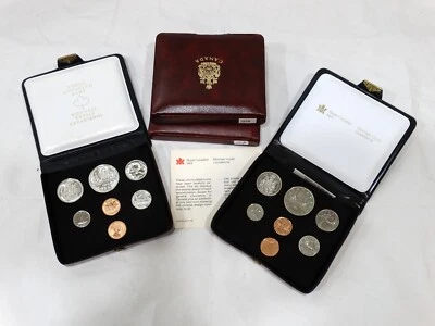 4 CANADA SPECIMEN 7 COIN PROOF LIKE MINT SETS 1977 1978 1979 1980 Leather Holder - Image 1 of 4