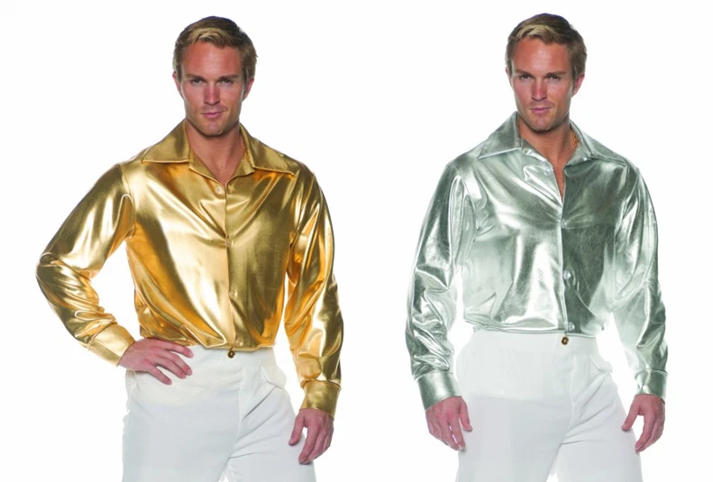CAMISA DISFRAZ DISCOTECA HOMBRE 70S 80S METALIZADA BAILE SÁBADO NOCHE FIEBRE ORO PLATA Foto 1 de 1