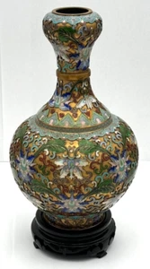 Chinesische Champleve Knoblauchhals Vase - Bild 1 von 17