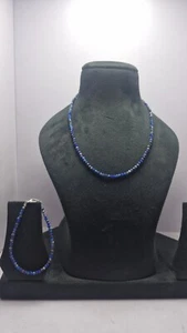 Lapis Lazuli Gemstone 925 Sterling Silver 5" Bracelets 16" String Necklaces - Picture 1 of 8