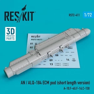 AN/ALQ-184 ECM Pod Short A-10 F-4G F-16 C-130 1/72 3D Print ResKit RS72-0411 - Imagen 1 de 4