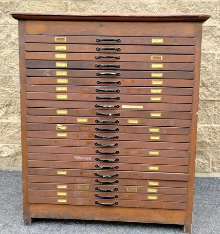 Good Old Wooden 22 Drawer Map Cabinet - LOCAL PICKUP ONLY! Cover