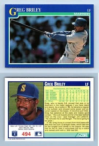 Greg Briley - Mariners #494 Score 1991 Baseball Trading Card - Foto 1 di 1