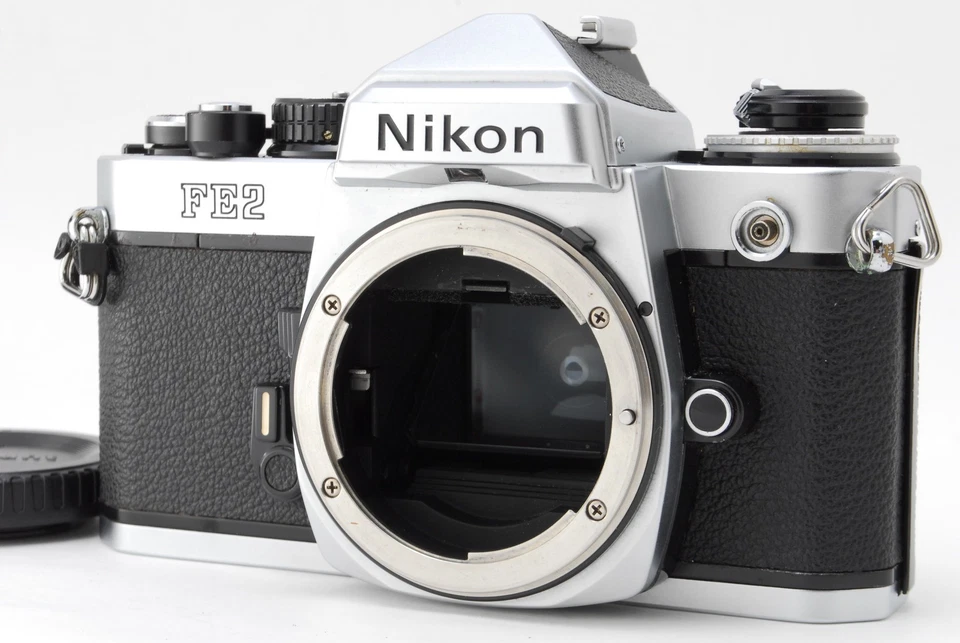 ☆COMO NUEVA☆ Cuerpo de cámara fotográfica Nikon FE2 plateado panal 35 mm solo de JAPÓN Foto 1 de 4